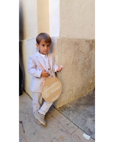 CARTEL REDONDO DE MADERA PARA PAJES YA VIENE LA NOVIA